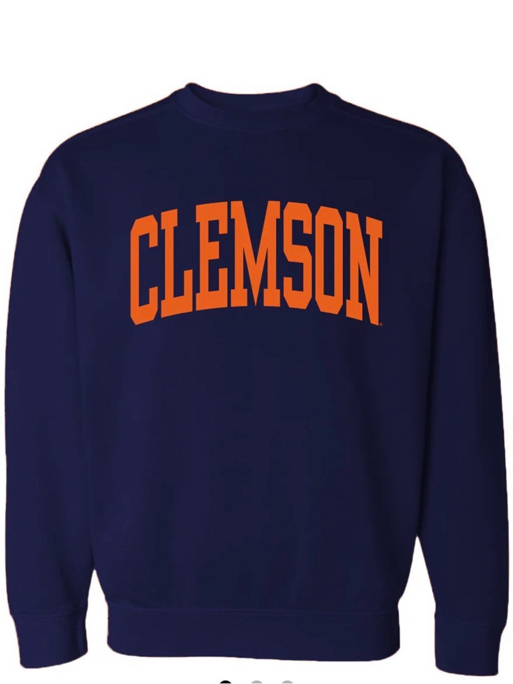 Comfort Colors Navy Crewneck with Orange CLEMSON Chest Print